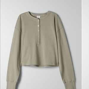 Wilfred Free dry basil green button up long sleeve